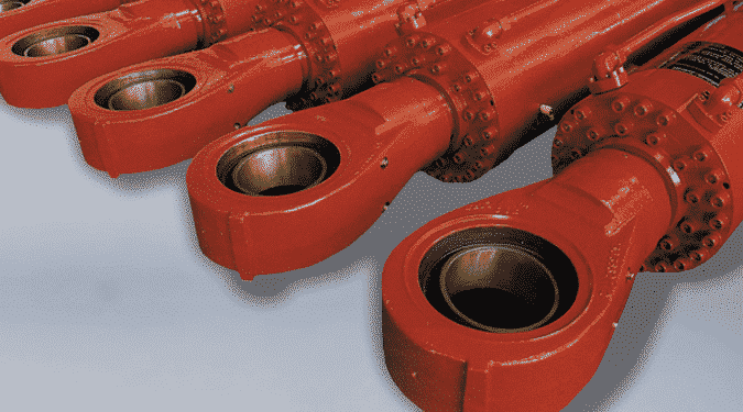 red hydraulic cylinders