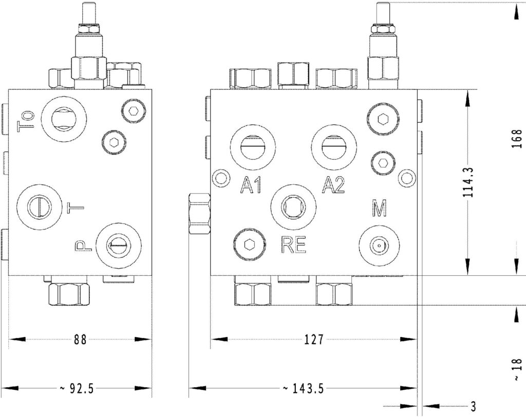 Valve Block Flow Divider Dimensions