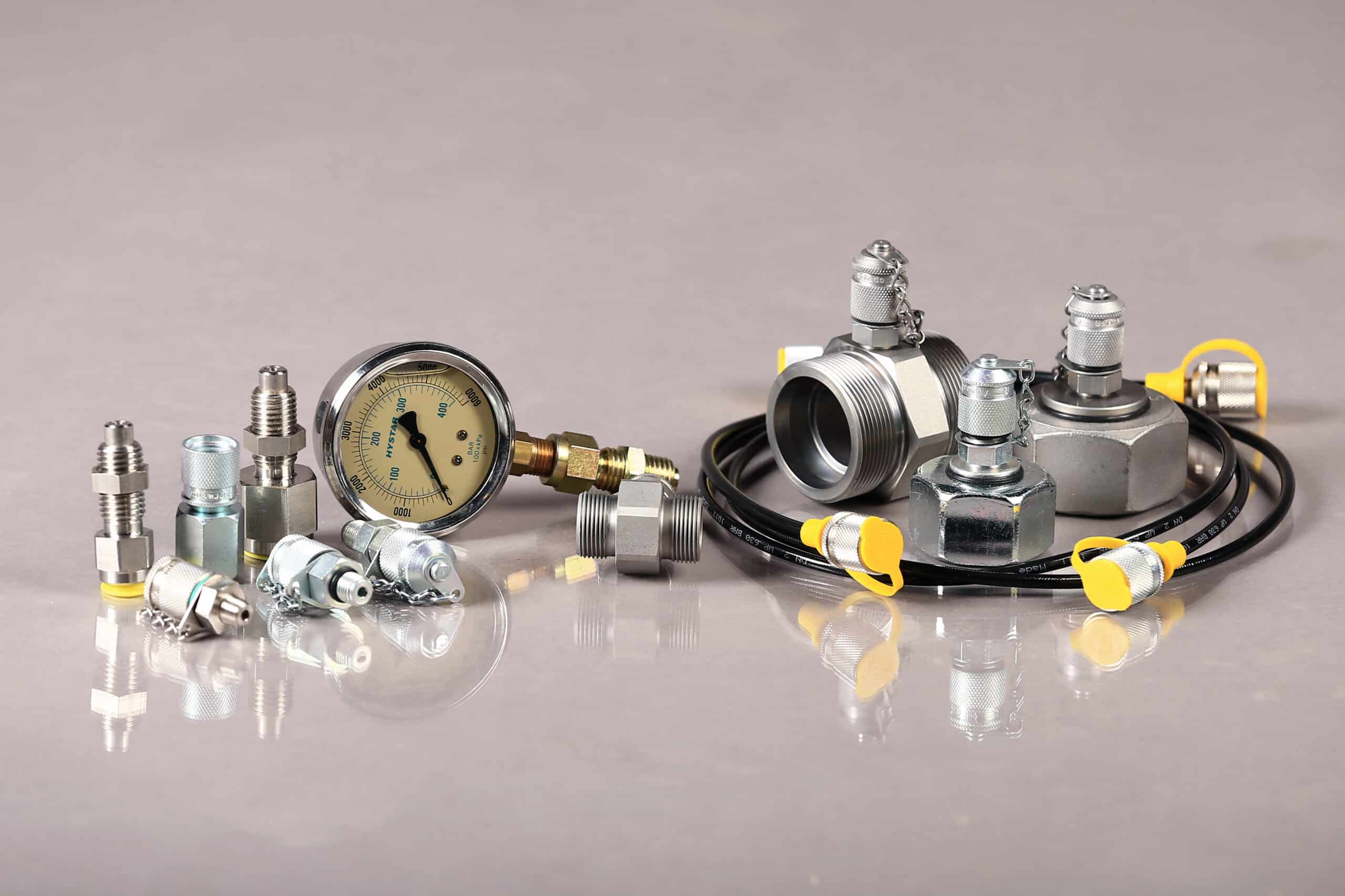 test point and test hose assemblies for checking pressure, temperature, and more