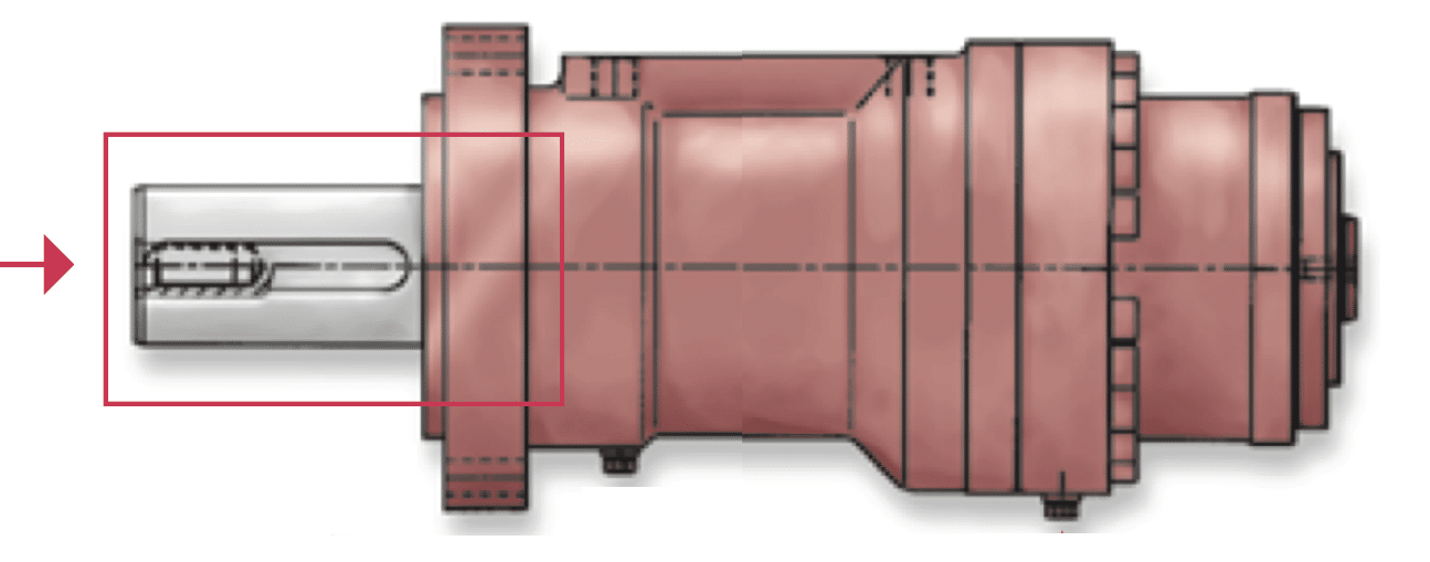 Custom drive shaft options for Eckart SM4 hydraulic rotary actuators.