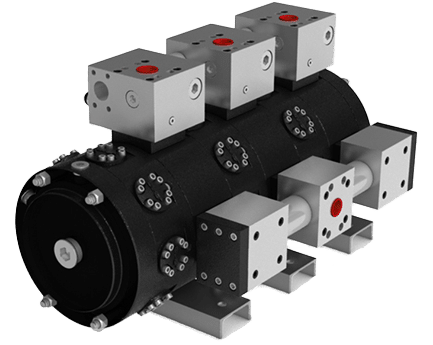 Black and silver STL Jahns hydraulic radial flow divider