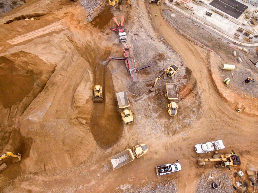 mining application photo top down dirt, machinery